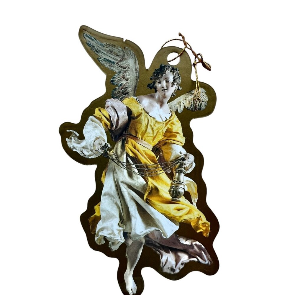 Baroque Angel Ornament Set Of 4 - Gold & Multicolor Design 5" Tall Hanging Decor - Picture 4 of 5